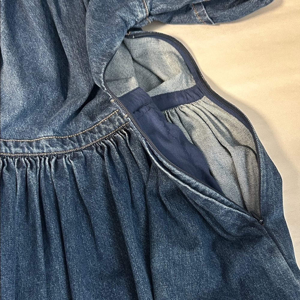 CO Denim Designer Puff Short Sleeve Minimalist Midi Dress Size XS - Picture 6 of 11